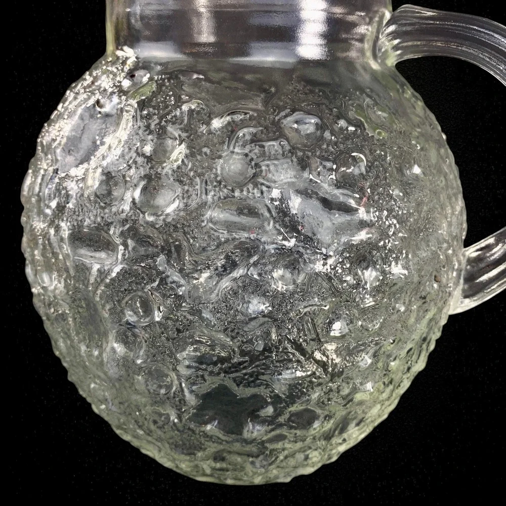 Anchor Hocking Milano Clear‎ Glass Pitcher 1960s Crinkle Textured